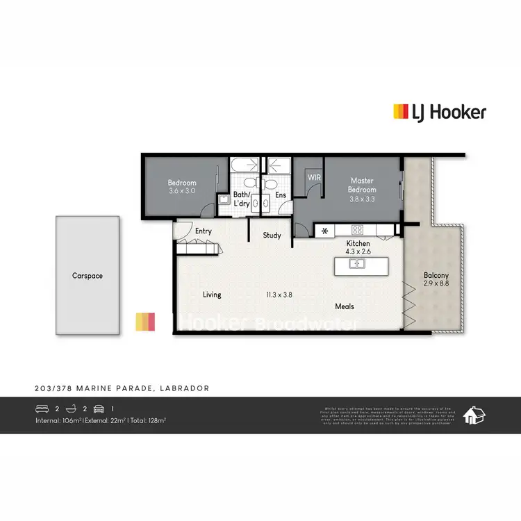 Floorplan of Homely apartment listing, 203/378 Marine Parade, Labrador QLD 4215