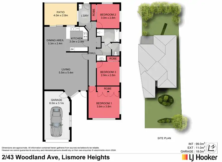 Floorplan of Homely semi-detached listing, Unit 2/43 Woodland Avenue, Lismore Heights NSW 2480