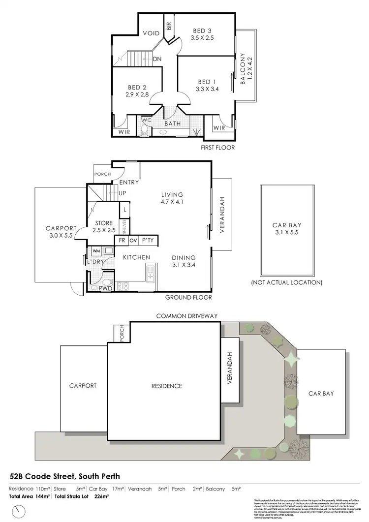 Floorplan of Homely townhouse listing, 52B Coode Street, South Perth WA 6151
