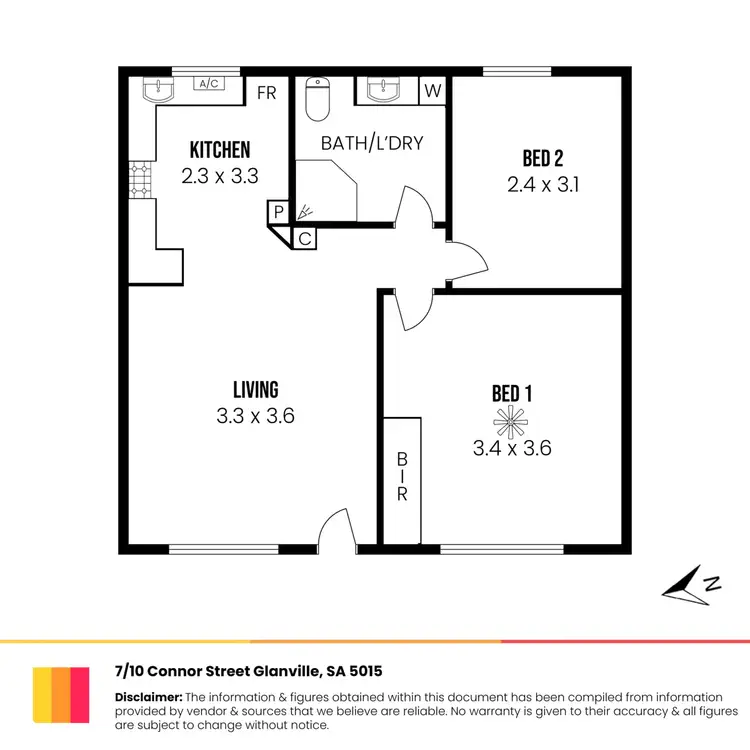 Floorplan of Homely unit listing, 7/10 Connor Street, Glanville SA 5015
