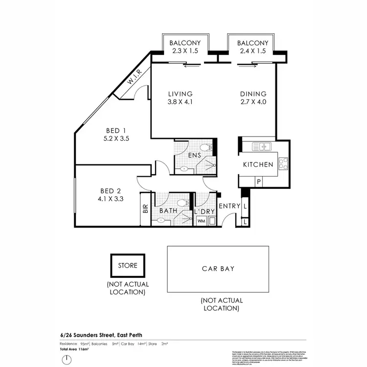 Floorplan of Homely apartment listing, 6/26 Saunders Street, East Perth WA 6004
