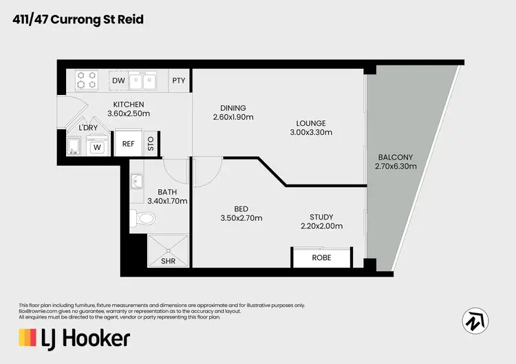 Floorplan of Homely apartment listing, 411/47 Currong St North, Braddon ACT 2612