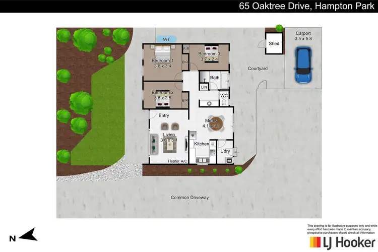 Floorplan of Homely unit listing, 65 Oaktree Drive, Hampton Park VIC 3976