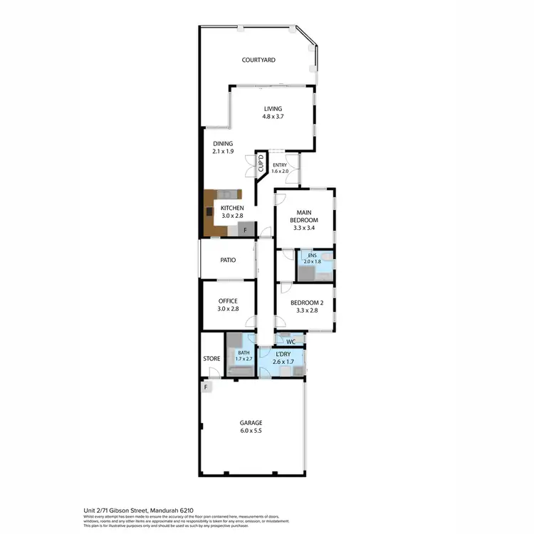 Floorplan of Homely unit listing, 2/71 Gibson Street, Mandurah WA 6210