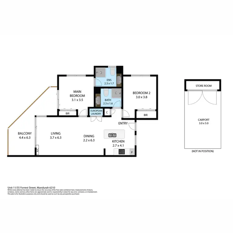 Floorplan of Homely unit listing, 11/55 Forrest Street, Mandurah WA 6210