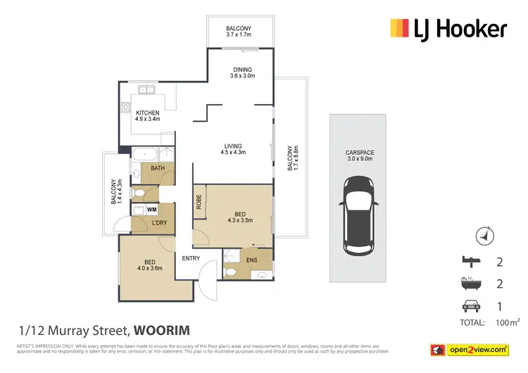 Floorplan of Homely unit listing, 1/12 Murray Street, Woorim QLD 4507