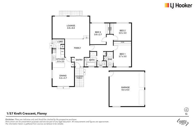 Floorplan of Homely townhouse listing, 1/57 Krefft Street, Florey ACT 2615