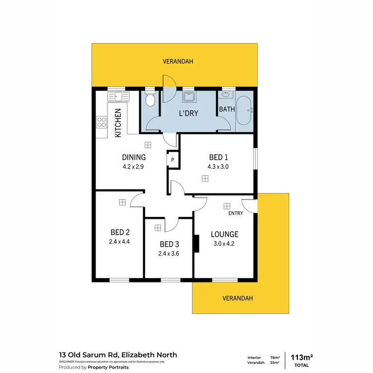 Floorplan of Homely house listing, 13 Old Sarum Road, Elizabeth North SA 5113
