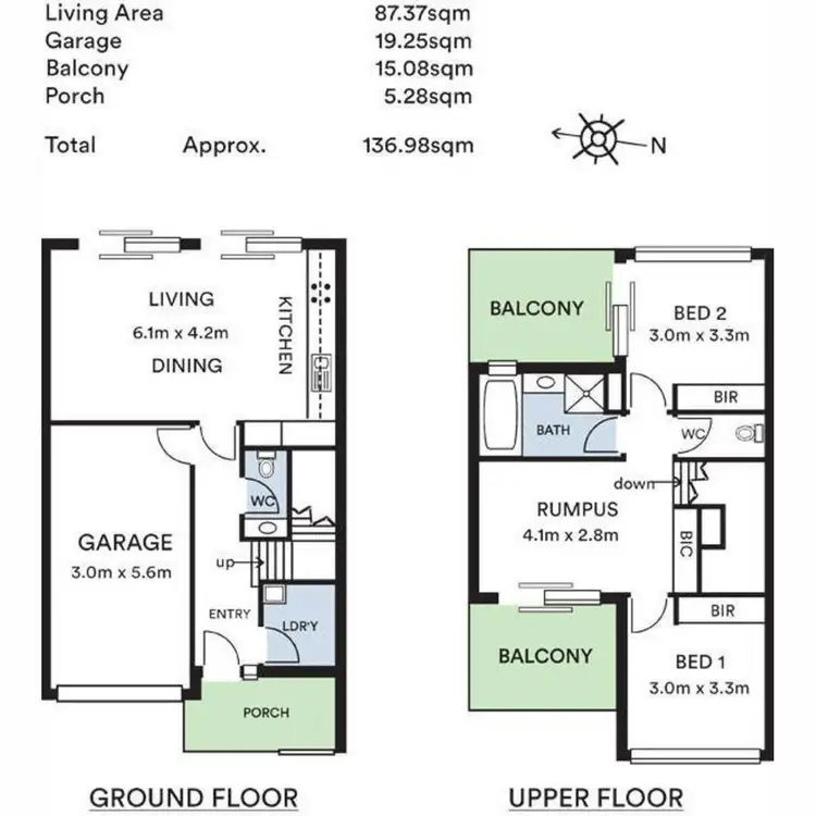 Floorplan of Homely townhouse listing, 2/14 Kenneth Street, Findon SA 5023