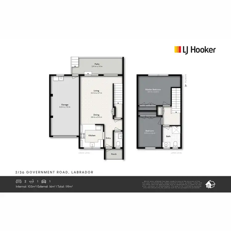 Floorplan of Homely townhouse listing, 2/36 Government Road, Labrador QLD 4215