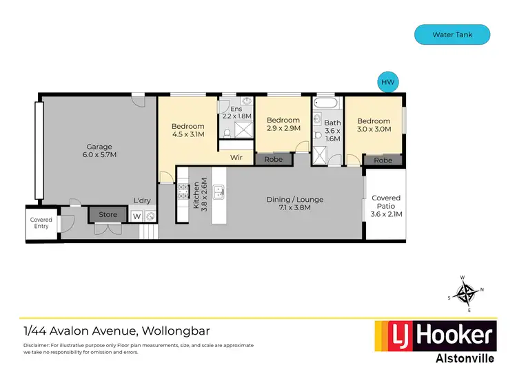 Floorplan of Homely semi-detached listing, 2/44 Avalon Avenue, Wollongbar NSW 2477