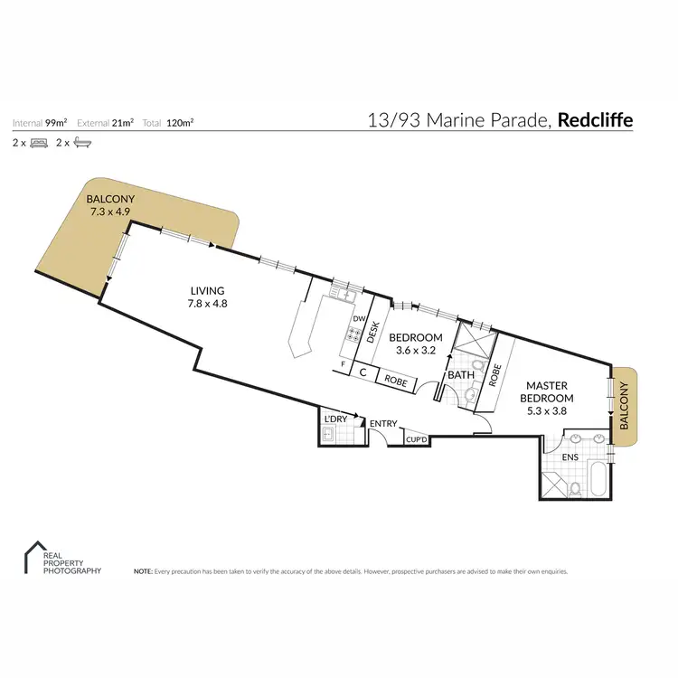 Floorplan of Homely unit listing, 13/93 Marine Parade, Redcliffe QLD 4020