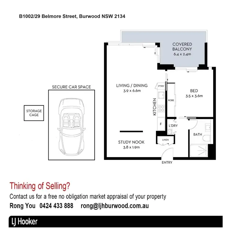 Floorplan of Homely apartment listing, B1002/29 Belmore Street, Burwood NSW 2134