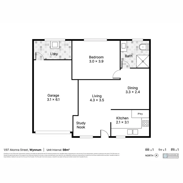 Floorplan of Homely unit listing, 1/97 Akonna Street, Wynnum QLD 4178