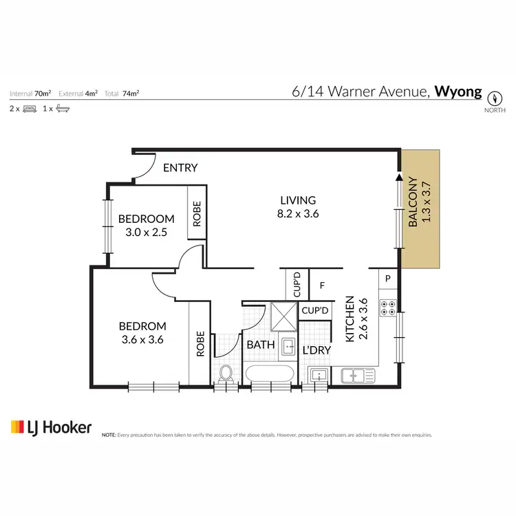 Floorplan of Homely unit listing, 6/14-16 Warner Avenue, Wyong NSW 2259