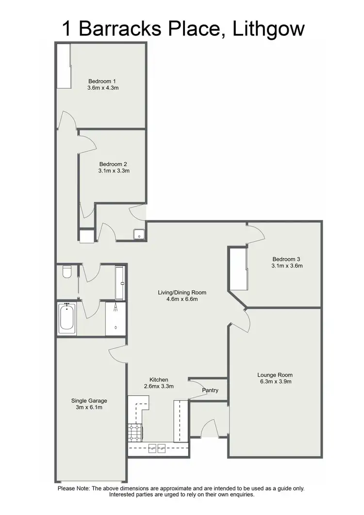Floorplan of Homely semi-detached listing, 1 Barracks Place, Lithgow NSW 2790