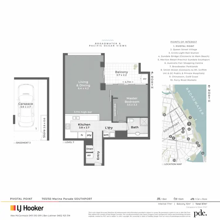 Floorplan of Homely apartment listing, 703/50 Marine Parade, Southport QLD 4215