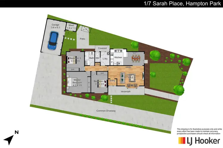 Floorplan of Homely unit listing, 1/7 Sarah Place, Hampton Park VIC 3976