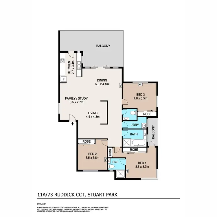 Floorplan of Homely unit listing, 11/73A Ruddick Circuit, Stuart Park NT 820