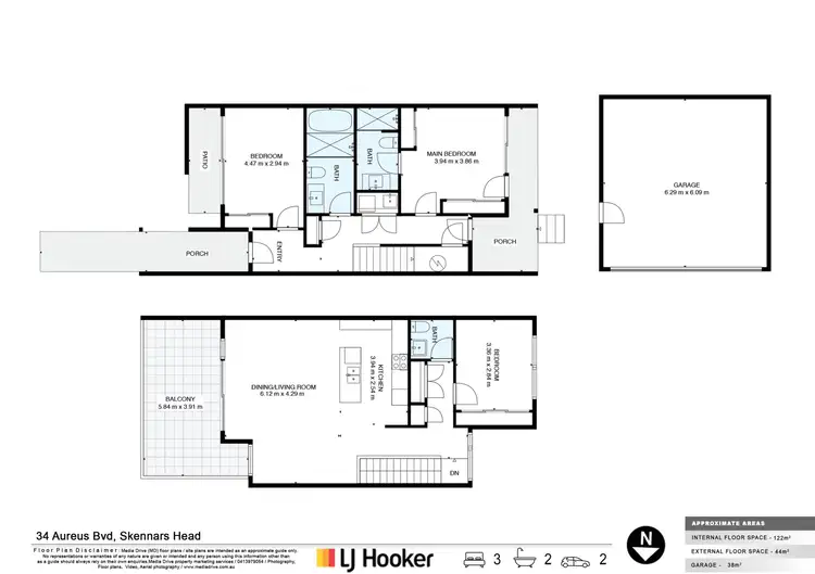 Floorplan of Homely townhouse listing, 34 Aureus Boulevard, Skennars Head NSW 2478