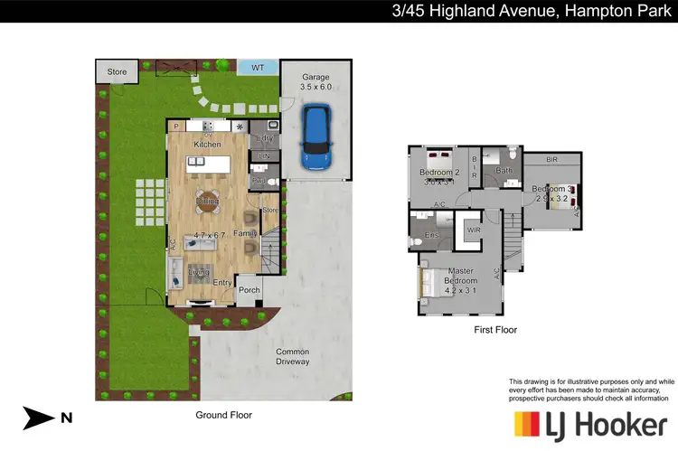 Floorplan of Homely townhouse listing, 3/45 Highland Avenue, Hampton Park VIC 3976