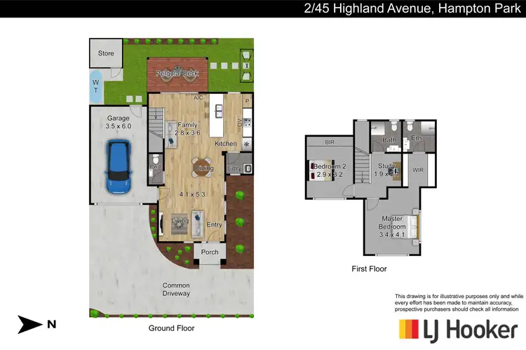 Floorplan of Homely townhouse listing, 2/45 Highland Avenue, Hampton Park VIC 3976