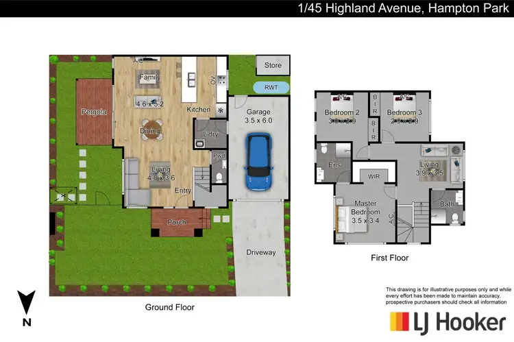 Floorplan of Homely townhouse listing, 1/45 Highland Avenue, Hampton Park VIC 3976