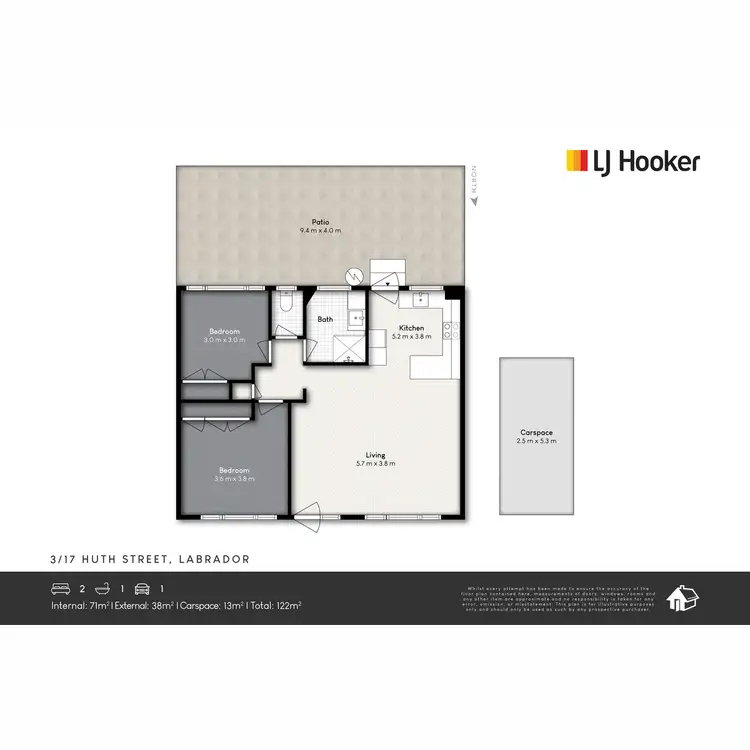 Floorplan of Homely townhouse listing, 3/17 Huth Street, Labrador QLD 4215