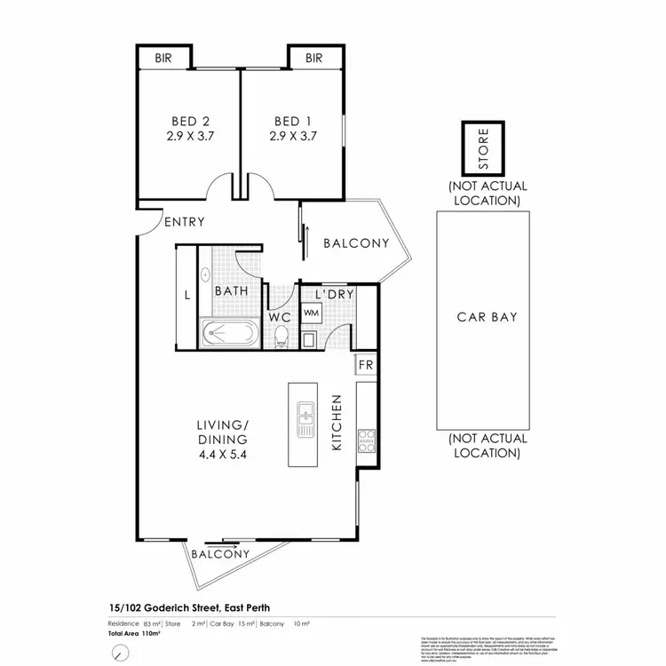 Floorplan of Homely apartment listing, 15/102 Goderich Street, East Perth WA 6004