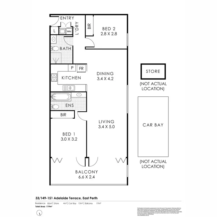 Floorplan of Homely apartment listing, 33/149-151 Adelaide Terrace, East Perth WA 6004