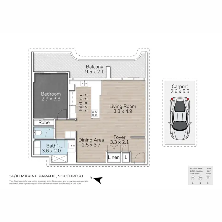 Floorplan of Homely apartment listing, 5F/10 Marine Parade, Southport QLD 4215