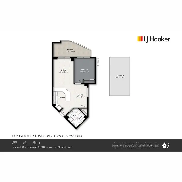 Floorplan of Homely unit listing, 14/452 Marine Parade, Biggera Waters QLD 4216