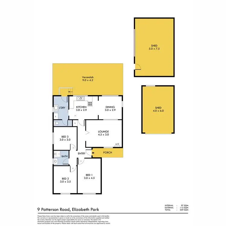 Floorplan of Homely house listing, 9 Patterson Road, Elizabeth Park SA 5113