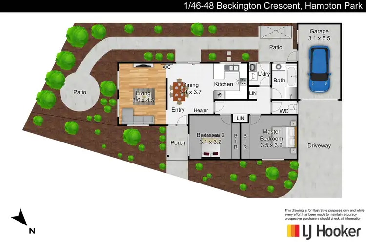 Floorplan of Homely unit listing, 1/46-48 Beckington Crescent, Hampton Park VIC 3976