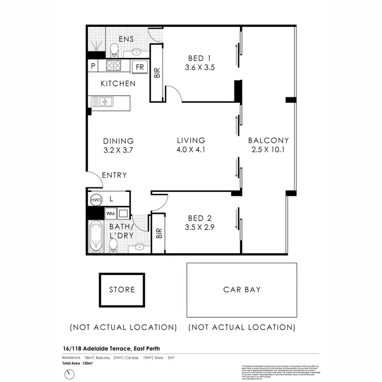 Floorplan of Homely apartment listing, 16/118 Adelaide Terrace, East Perth WA 6004