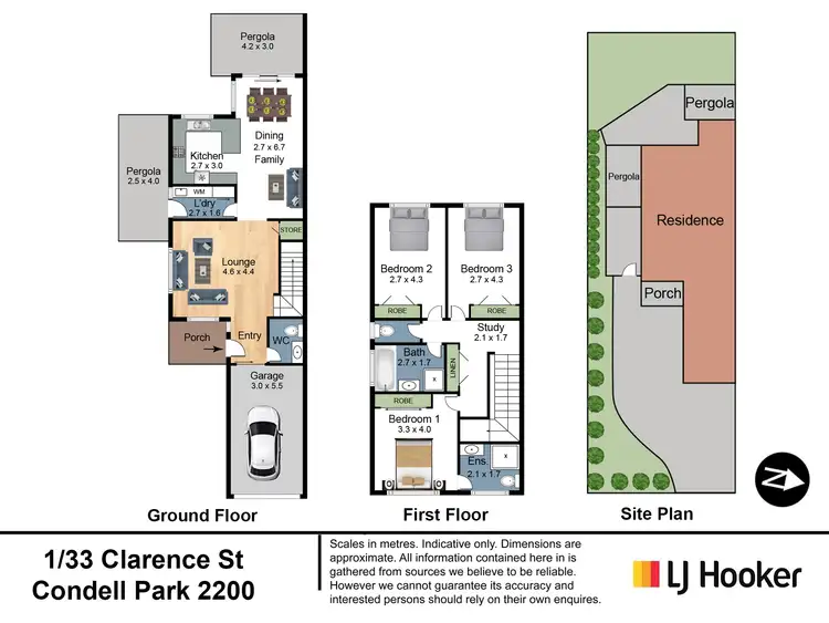 Floorplan of Homely semi-detached listing, 1/33 Clarence Street, Condell Park NSW 2200