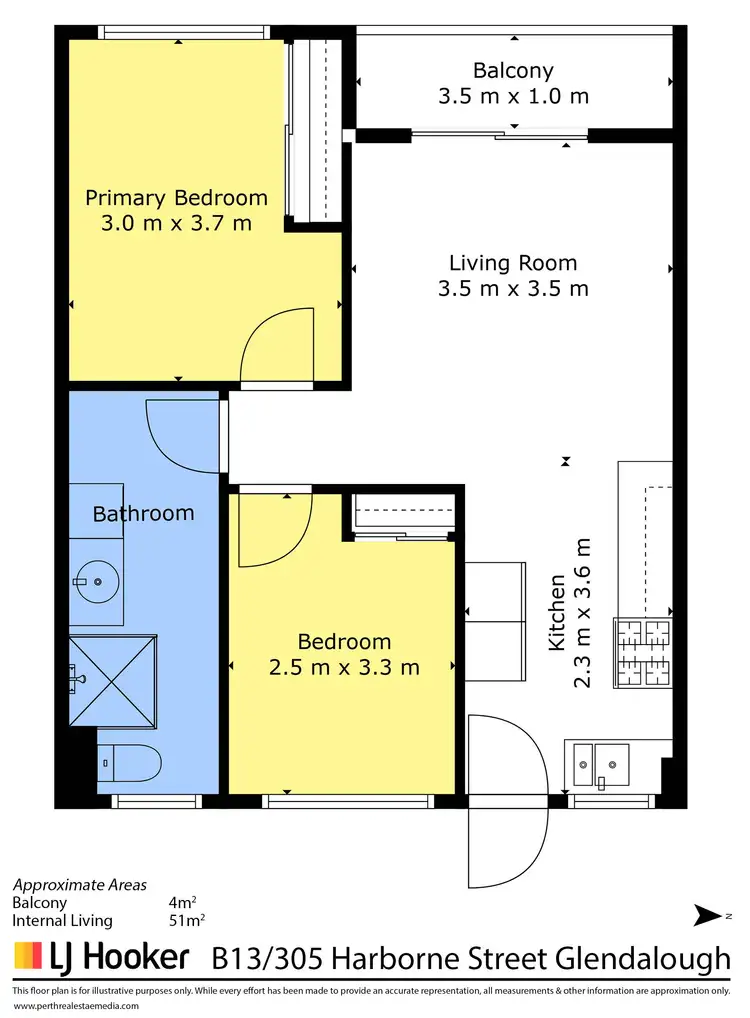 Floorplan of Homely apartment listing, 13B/305 Harborne Street, Glendalough WA 6016