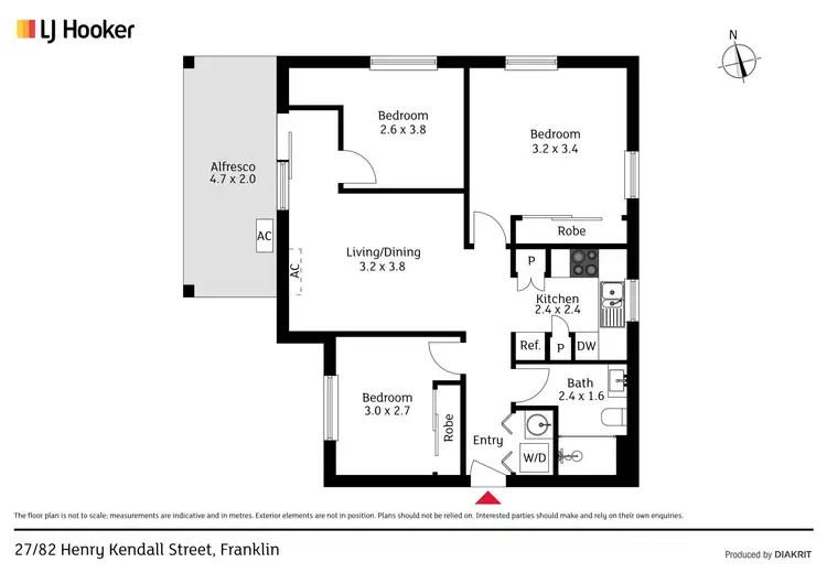 Floorplan of Homely unit listing, 27/82 Henry Kendall Street, Franklin ACT 2913