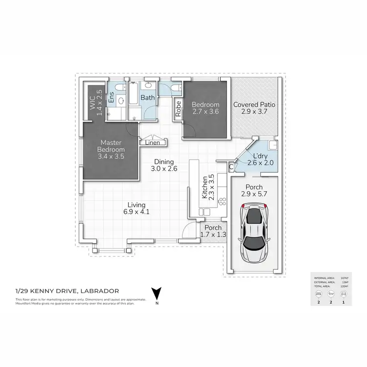 Floorplan of Homely semi-detached listing, 1/29 Kenny Drive, Labrador QLD 4215