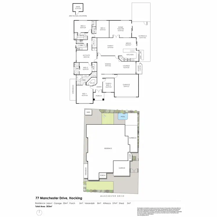 Floorplan of Homely house listing, 77 Manchester Drive, Hocking WA 6065