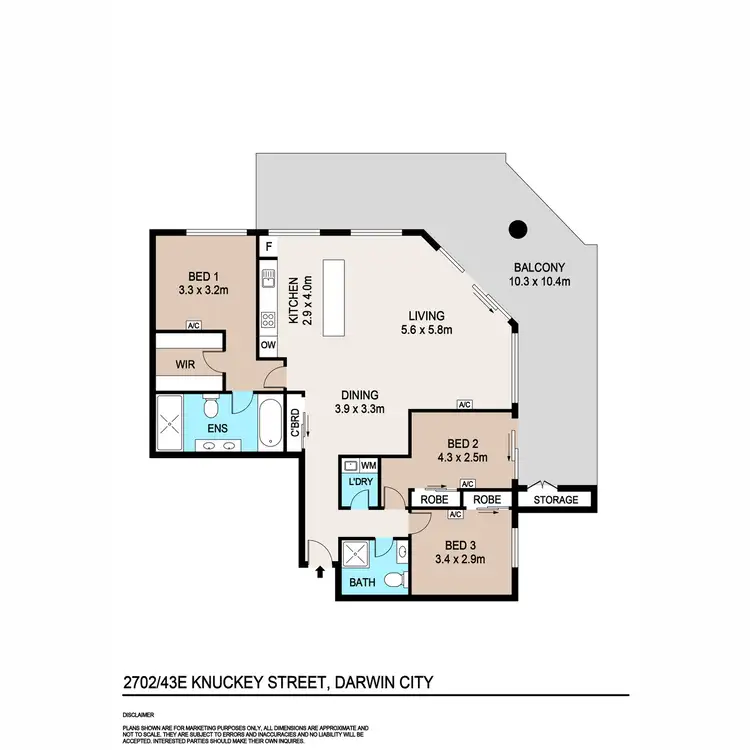 Floorplan of Homely unit listing, 2702/43E Knuckey Street, Darwin City NT 800