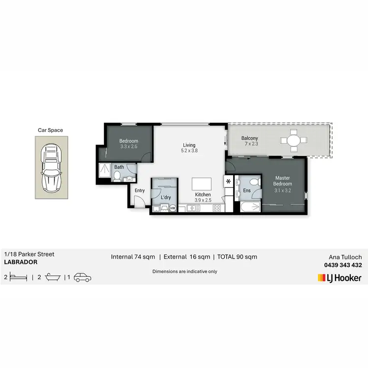 Floorplan of Homely apartment listing, 1/18 Parker Street, Labrador QLD 4215