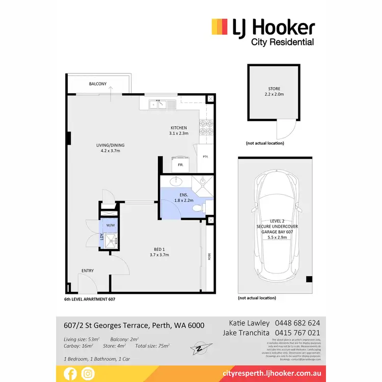 Floorplan of Homely apartment listing, 607/2 St Georges Terrace, Perth WA 6000