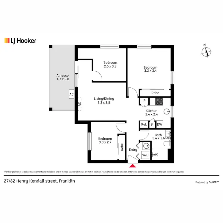 Floorplan of Homely unit listing, 27/82 Henry Kendall Street, Franklin ACT 2913