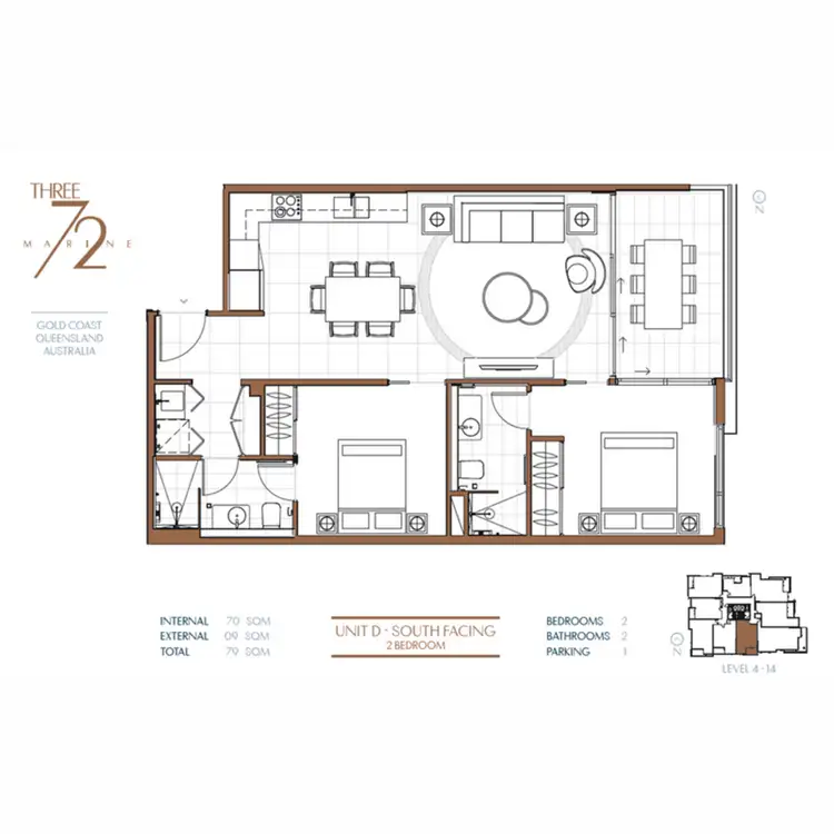 Floorplan of Homely apartment listing, 704/372 Marine Parade, Labrador QLD 4215
