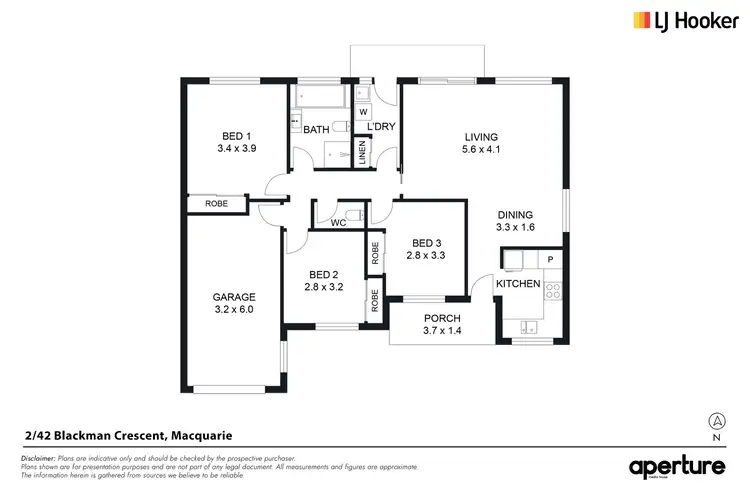 Floorplan of Homely townhouse listing, 2/42 Blackman Crescent, Macquarie ACT 2614