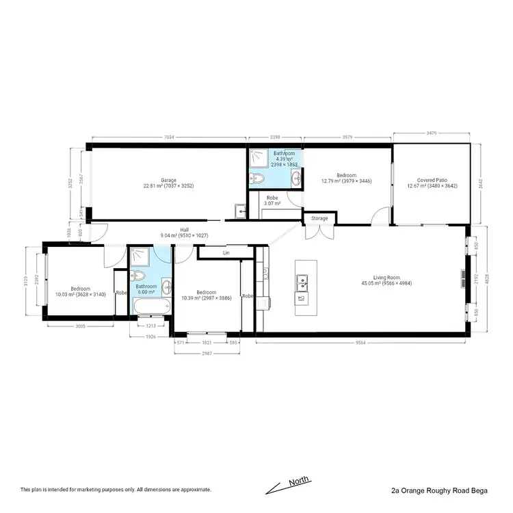 Floorplan of Homely semi-detached listing, 2A & 2B Orange Roughy Road, Bega NSW 2550