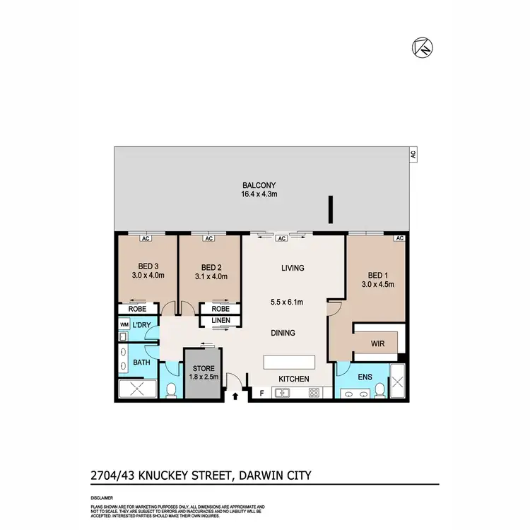 Floorplan of Homely unit listing, 2704/43E Knuckey Street, Darwin City NT 800