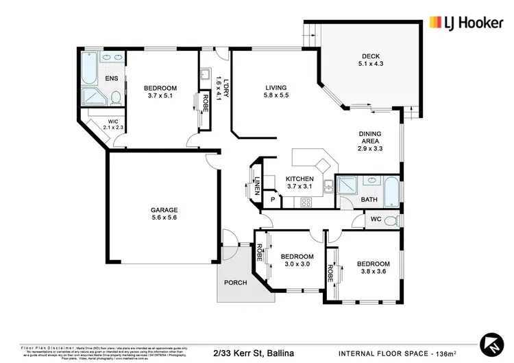 Floorplan of Homely semi-detached listing, 2/33 Kerr Street, Ballina NSW 2478