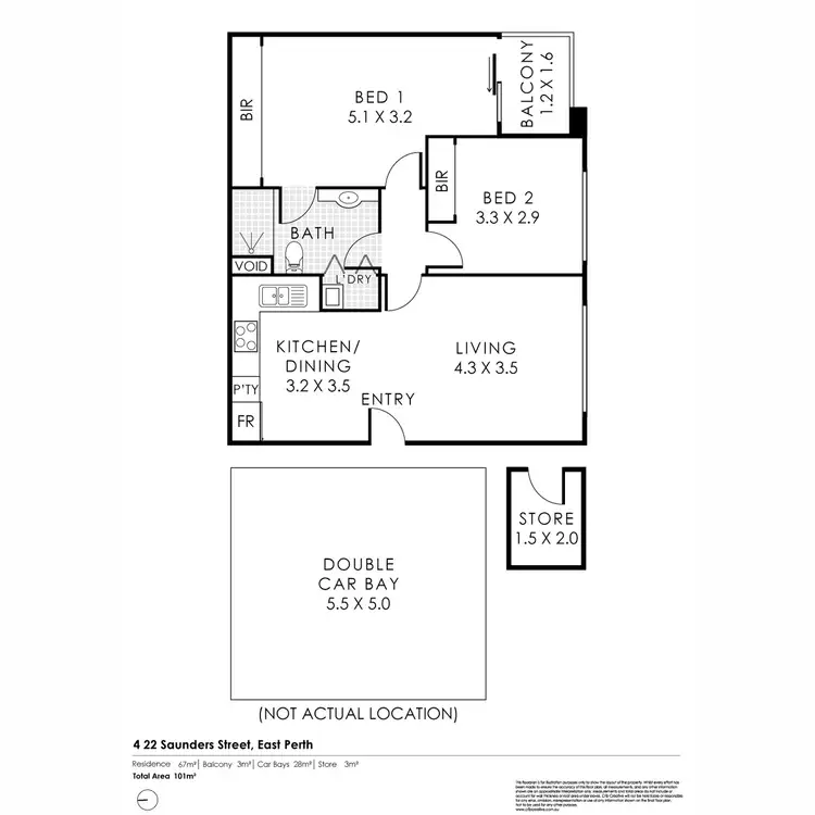 Floorplan of Homely apartment listing, 4/22 Saunders Street, East Perth WA 6004